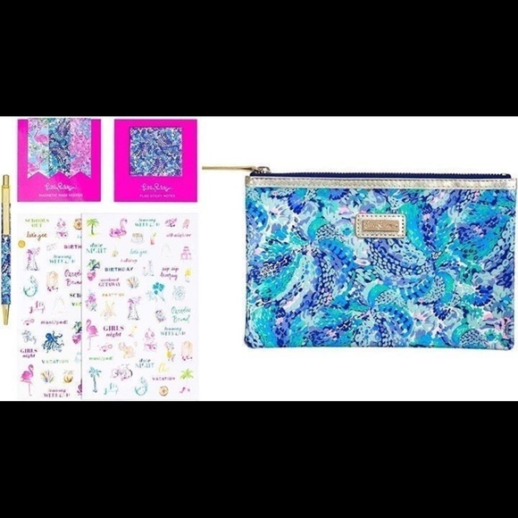 LILLY PULITZER GIFT MATCHING LARGE GIFT SET PRINTED STORAGE BOX W/ EARRINGS ETC - Picture 8 of 11